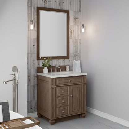 James Martin - Bristol 30" Single Vanity, Whitewashed Walnut w/ 3 CM Lime Delight Silestone Top - 157-V30-WW-3LDL view 3