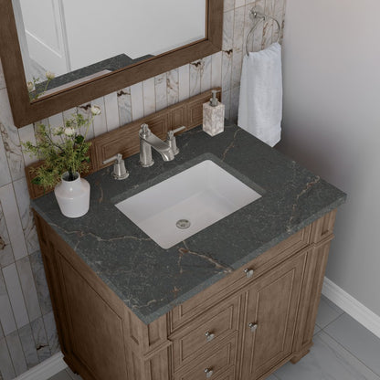 James Martin - Bristol 30" Single Vanity, Whitewashed Walnut w/ 3 CM Parisien Bleu Silestone Top - 157-V30-WW-3PBL view 5