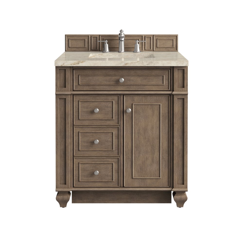 James Martin - Bristol 30" Single Vanity, Whitewashed Walnut, w/ 3 CM Tajnar Eclos Top - 157-V30-WW-3TJR view 1