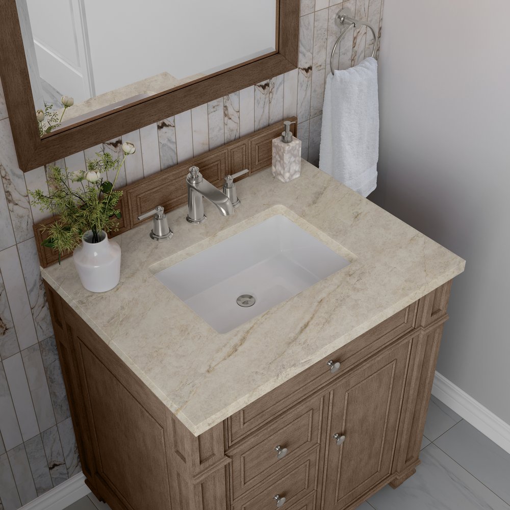 James Martin - Bristol 30" Single Vanity, Whitewashed Walnut, w/ 3 CM Tajnar Eclos Top - 157-V30-WW-3TJR view 5