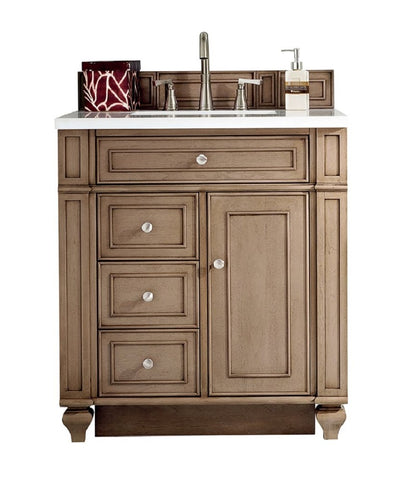 James Martin - Bristol 30" Single Vanity, Whitewashed Walnut w/ 3 CM White Zeus Silestone Top - 157-V30-WW-3WZ view 1