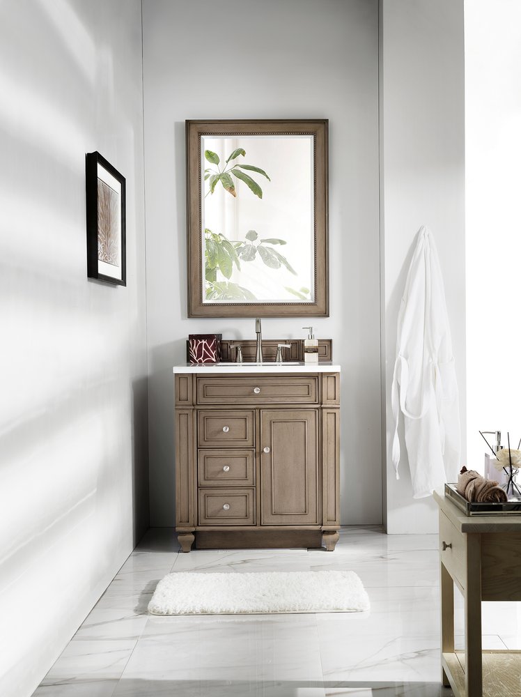 James Martin - Bristol 30" Single Vanity, Whitewashed Walnut w/ 3 CM White Zeus Silestone Top - 157-V30-WW-3WZ view 2