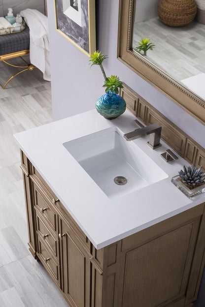 James Martin - Bristol 30" Single Vanity, Whitewashed Walnut w/ 3 CM White Zeus Silestone Top - 157-V30-WW-3WZ view 5