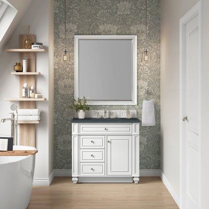James Martin - Bristol 36" Single Vanity, Bright White w/ 3 CM Charcoal Soapstone Silestone Top - 157-V36-BW-3CSP view 2