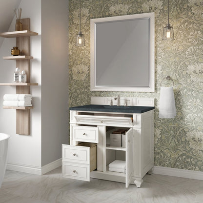 James Martin - Bristol 36" Single Vanity, Bright White w/ 3 CM Charcoal Soapstone Silestone Top - 157-V36-BW-3CSP view 4