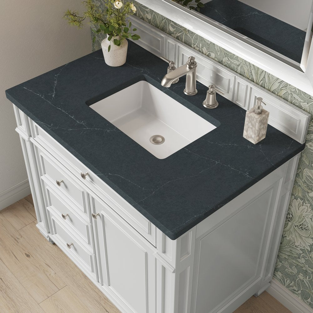 James Martin - Bristol 36" Single Vanity, Bright White w/ 3 CM Charcoal Soapstone Silestone Top - 157-V36-BW-3CSP view 5