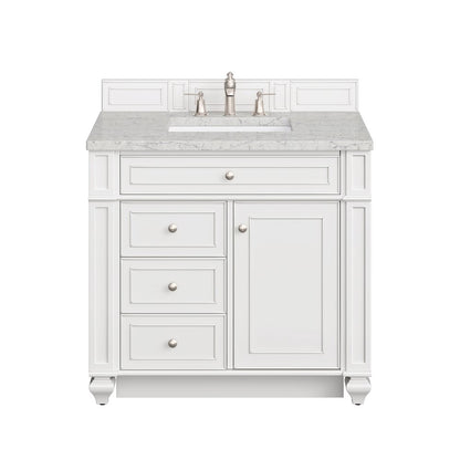 James Martin - Bristol 36" Single Vanity, Bright White w/ 3 CM Eternal Jasmine Pearl Silestone Top - 157-V36-BW-3EJP view 1