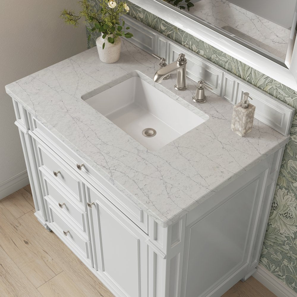 James Martin - Bristol 36" Single Vanity, Bright White w/ 3 CM Eternal Jasmine Pearl Silestone Top - 157-V36-BW-3EJP view 5