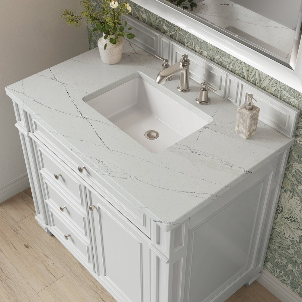 James Martin - Bristol 36" Single Vanity, Bright White w/ 3 CM Ethereal Noctis Silestone Top - 157-V36-BW-3ENC view 5