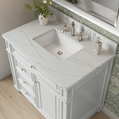 James Martin - Bristol 36" Single Vanity, Bright White w/ 3 CM Ethereal Noctis Silestone Top - 157-V36-BW-3ENC view 5