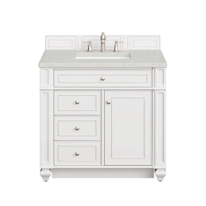 James Martin - Bristol 36" Single Vanity, Bright White w/ 3 CM Lime Delight Silestone Top - 157-V36-BW-3LDL view 1