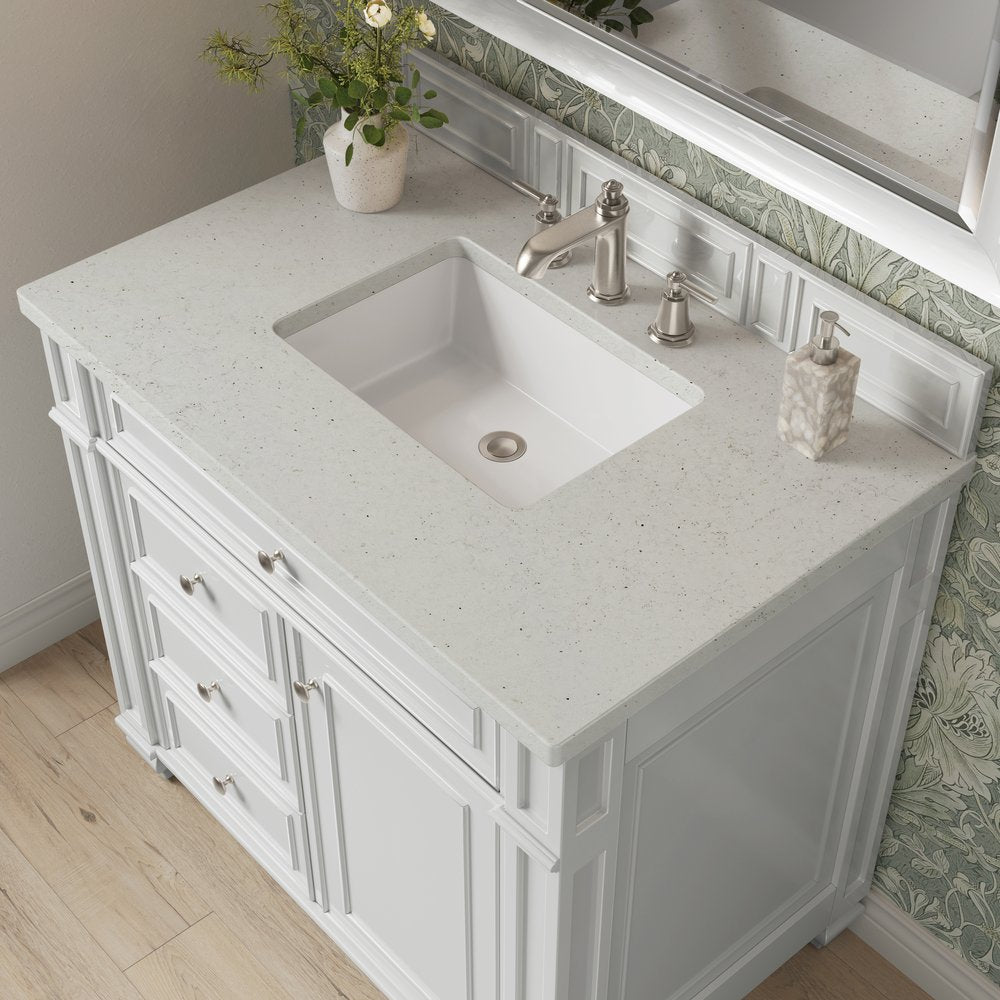 James Martin - Bristol 36" Single Vanity, Bright White w/ 3 CM Lime Delight Silestone Top - 157-V36-BW-3LDL view 5