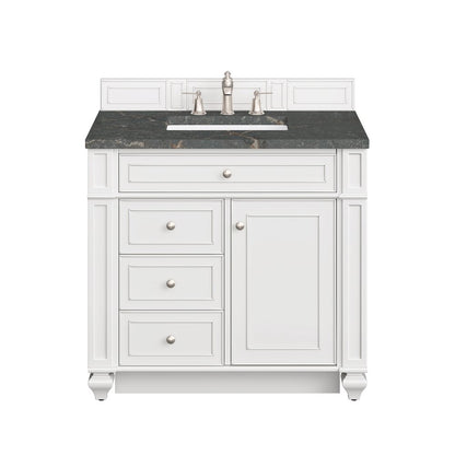 James Martin - Bristol 36" Single Vanity, Bright White w/ 3 CM Parisien Bleu Silestone Top - 157-V36-BW-3PBL view 1