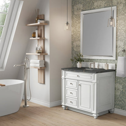 James Martin - Bristol 36" Single Vanity, Bright White w/ 3 CM Parisien Bleu Silestone Top - 157-V36-BW-3PBL view 3