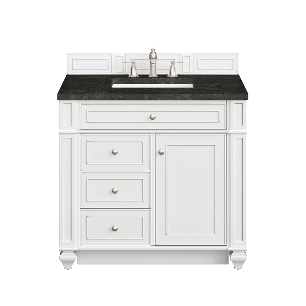 James Martin - Bristol 36" Single Vanity, Bright White, w/ 3 CM Phantome Eclos Top - 157-V36-BW-3PHT view 1