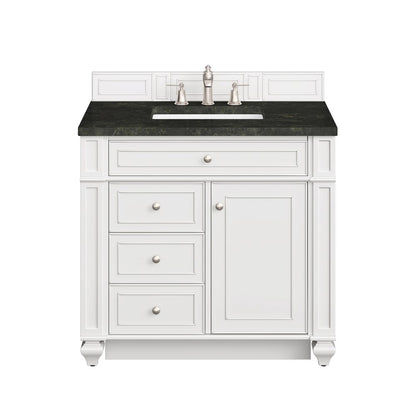 James Martin - Bristol 36" Single Vanity, Bright White, w/ 3 CM Phantome Eclos Top - 157-V36-BW-3PHT view 1