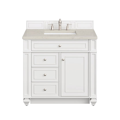 James Martin - Bristol 36" Single Vanity, Bright White, w/ 3 CM Siberian Silestone Top - 157-V36-BW-3SFR view 1