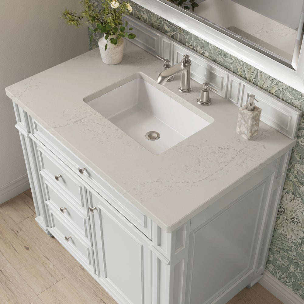 James Martin - Bristol 36" Single Vanity, Bright White, w/ 3 CM Siberian Silestone Top - 157-V36-BW-3SFR view 5