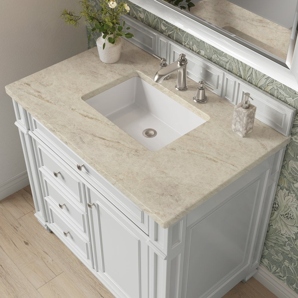 James Martin - Bristol 36" Single Vanity, Bright White, w/ 3 CM Tajnar Eclos Top - 157-V36-BW-3TJR view 5
