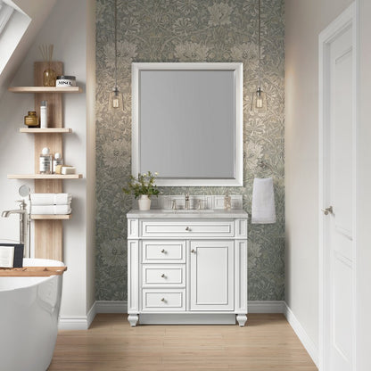 James Martin - Bristol 36" Single Vanity, Bright White w/ 3 CM Victorian Silver Silestone Top - 157-V36-BW-3VSL view 2