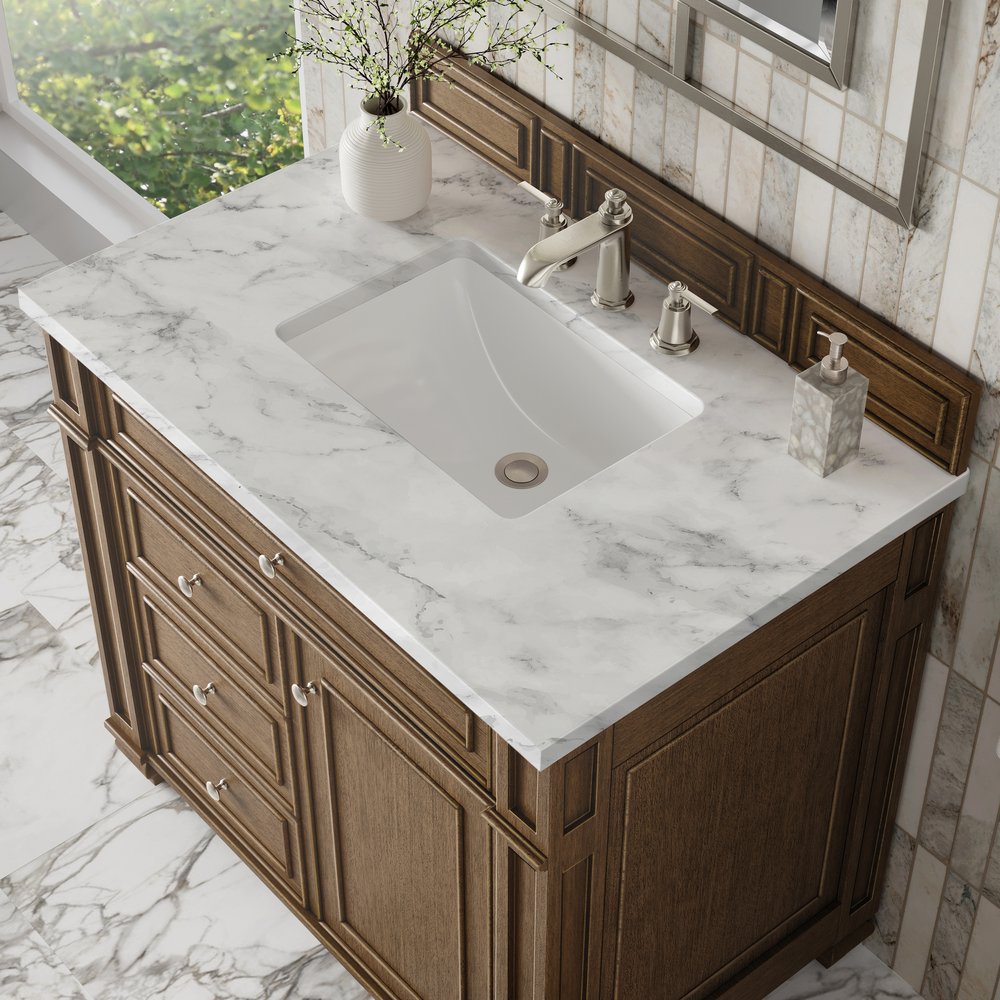 James Martin - Bristol 36" Single Vanity, Saddle Brown w/ 3 CM Carrara Marble Top - 157-V36-SBR-3CAR view 5