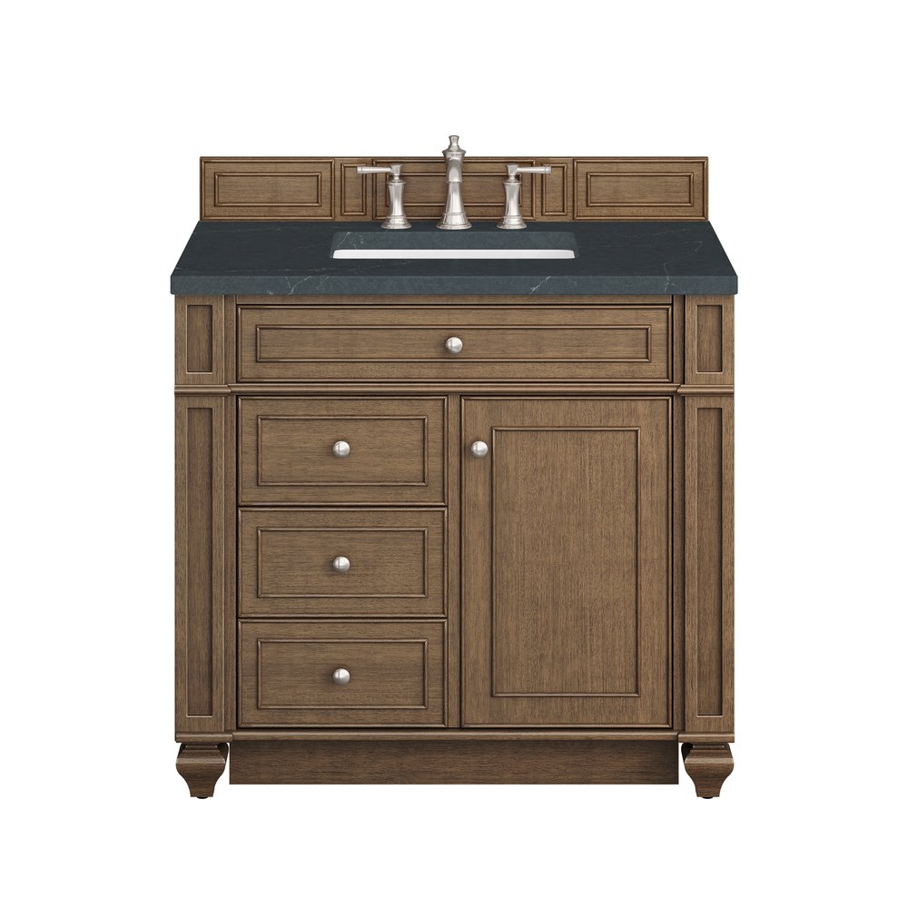 James Martin - Bristol 36" Single Vanity, Saddle Brown w/ 3 CM Charcoal Soapstone Silestone Top - 157-V36-SBR-3CSP view 1