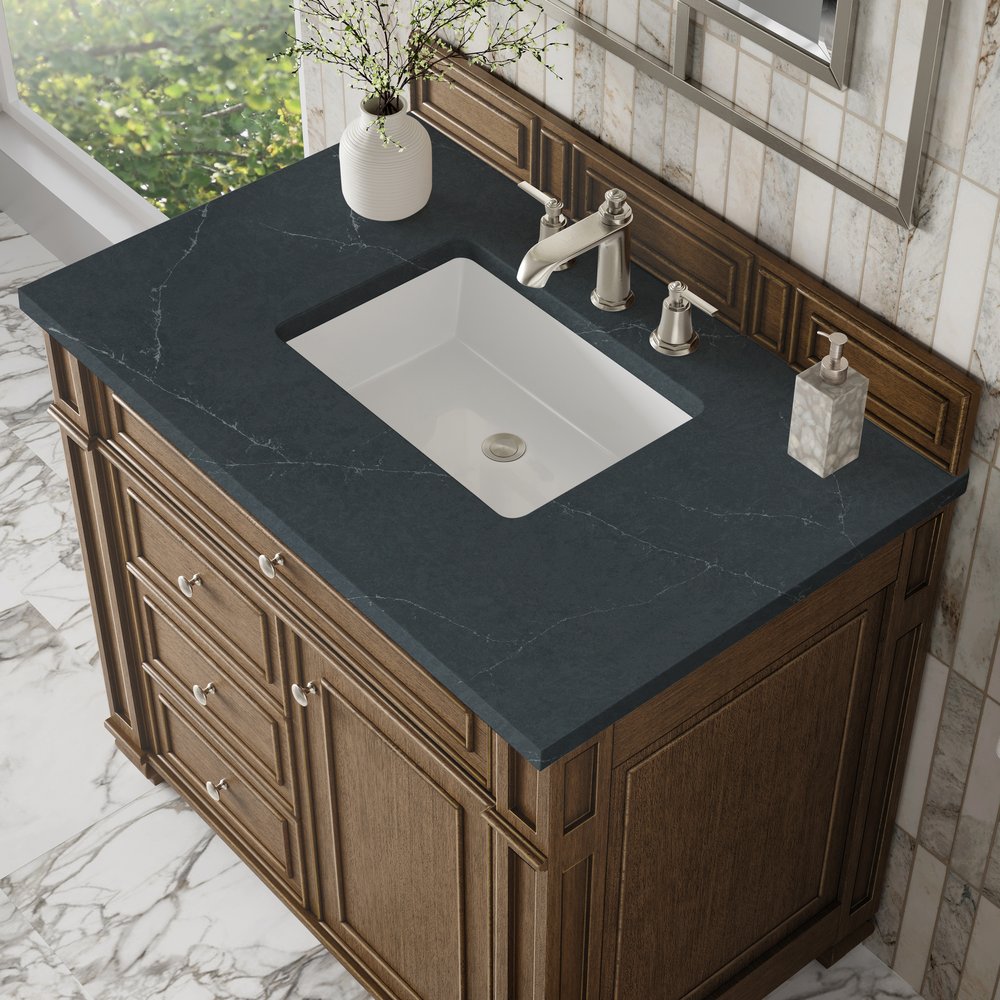 James Martin - Bristol 36" Single Vanity, Saddle Brown w/ 3 CM Charcoal Soapstone Silestone Top - 157-V36-SBR-3CSP view 5