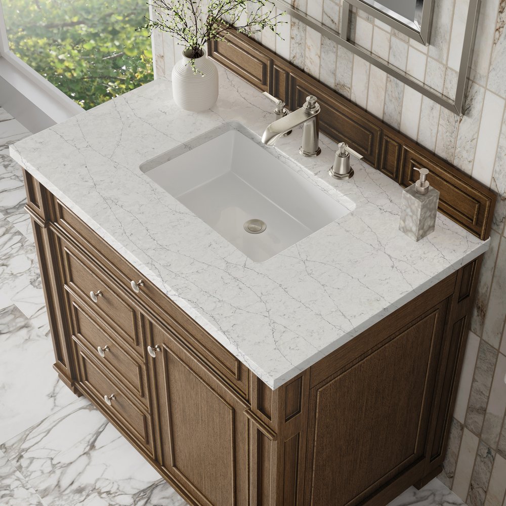 James Martin - Bristol 36" Single Vanity, Saddle Brown w/ 3 CM Eternal Jasmine Pearl Silestone Top - 157-V36-SBR-3EJP view 5