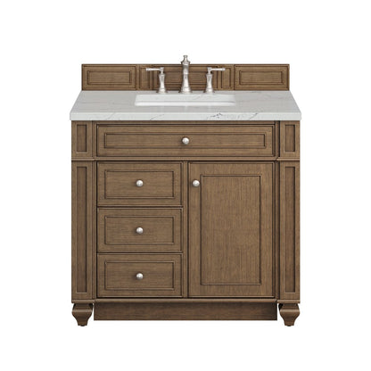 James Martin - Bristol 36" Single Vanity, Saddle Brown w/ 3 CM Ethereal Noctis Silestone Top - 157-V36-SBR-3ENC view 1