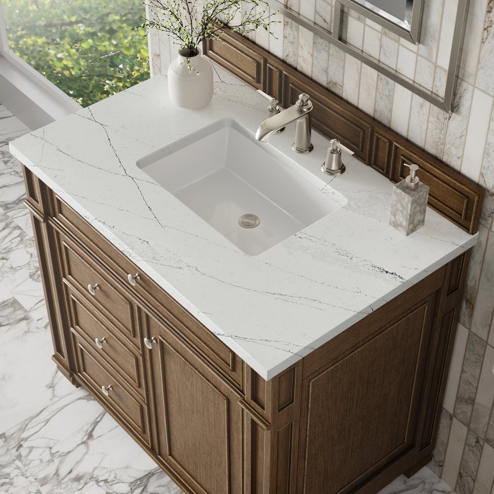 James Martin - Bristol 36" Single Vanity, Saddle Brown w/ 3 CM Ethereal Noctis Silestone Top - 157-V36-SBR-3ENC view 5