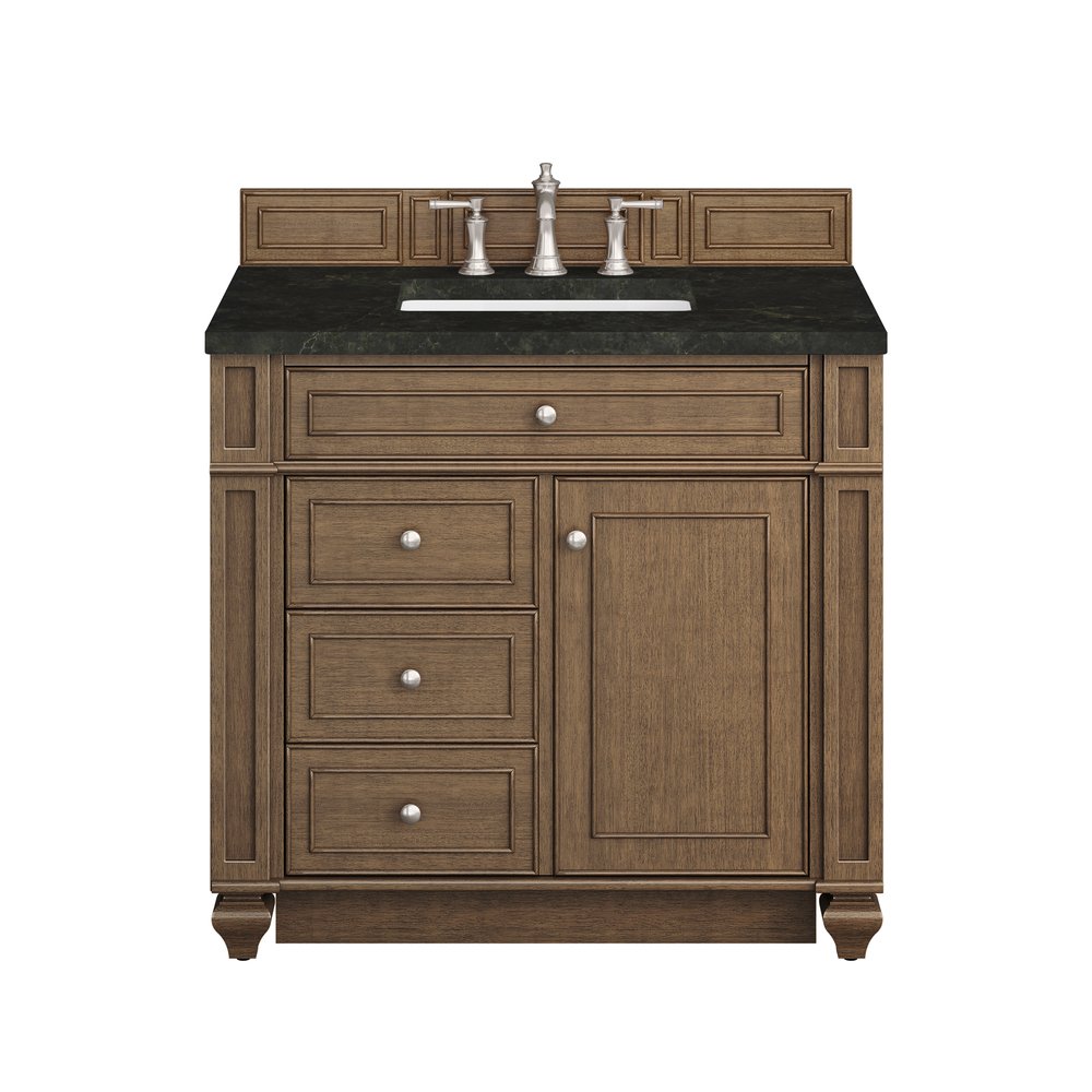 James Martin - Bristol 36" Single Vanity, Saddle Brown, w/ 3 CM Phantome Eclos Top - 157-V36-SBR-3PHT view 1