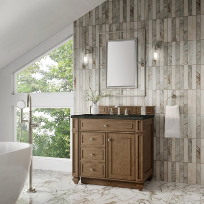 James Martin - Bristol 36" Single Vanity, Saddle Brown, w/ 3 CM Phantome Eclos Top - 157-V36-SBR-3PHT view 3
