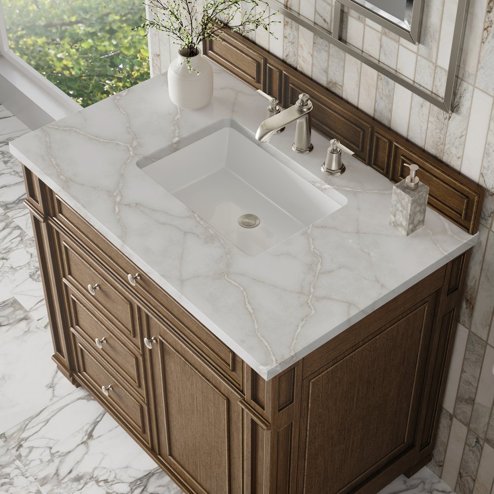 James Martin - Bristol 36" Single Vanity, Saddle Brown w/ 3 CM Victorian Silver Silestone Top - 157-V36-SBR-3VSL view 5
