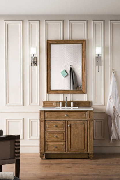 James Martin - Bristol 36" Single Vanity, Saddle Brown w/ 3 CM White Zeus Silestone Top - 157-V36-SBR-3WZ view 2