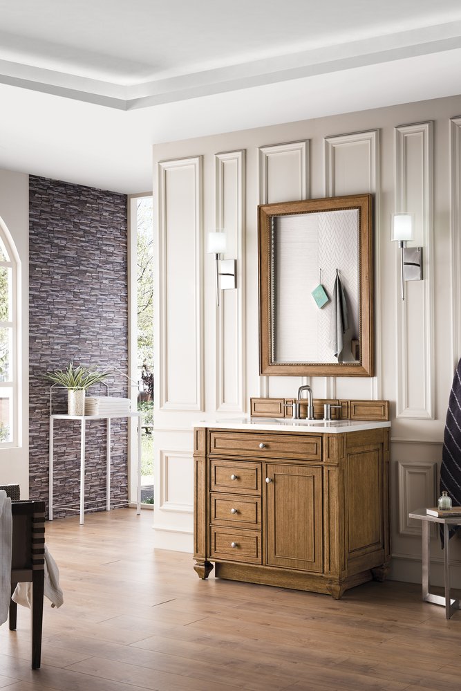 James Martin - Bristol 36" Single Vanity, Saddle Brown w/ 3 CM White Zeus Silestone Top - 157-V36-SBR-3WZ view 3