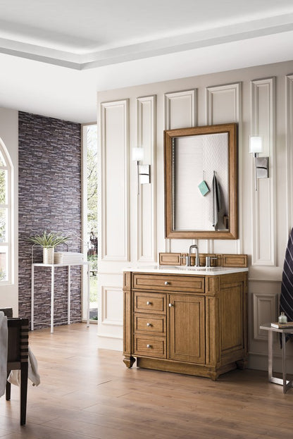 James Martin - Bristol 36" Single Vanity, Saddle Brown w/ 3 CM White Zeus Silestone Top - 157-V36-SBR-3WZ view 3