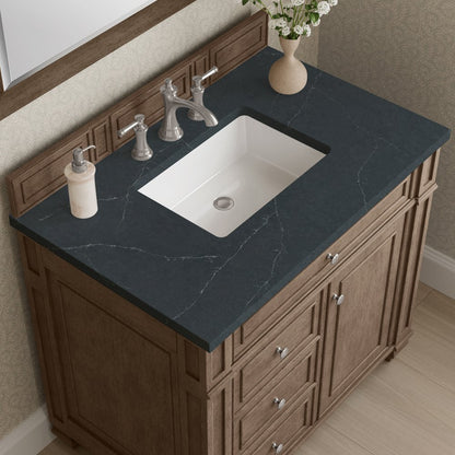 James Martin - Bristol 36" Single Vanity, Whitewashed Walnut w/ 3 CM Charcoal Soapstone Silestone Top - 157-V36-WW-3CSP view 5
