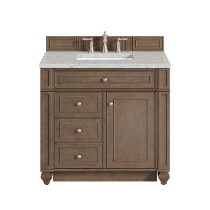 James Martin - Bristol 36" Single Vanity, Whitewashed Walnut w/ 3 CM Eternal Jasmine Pearl Silestone Top - 157-V36-WW-3EJP view 1