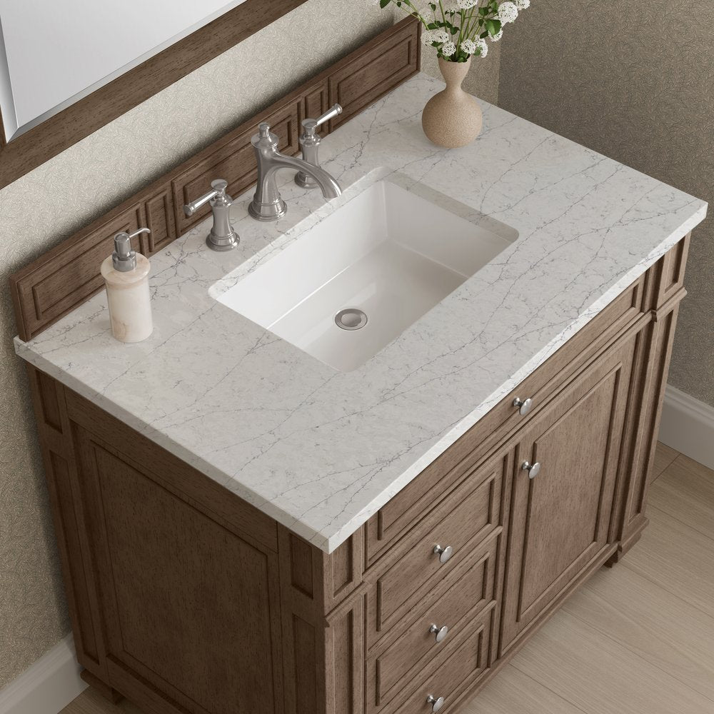 James Martin - Bristol 36" Single Vanity, Whitewashed Walnut w/ 3 CM Eternal Jasmine Pearl Silestone Top - 157-V36-WW-3EJP view 5