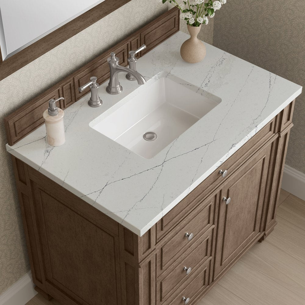 James Martin - Bristol 36" Single Vanity, Whitewashed Walnut w/ 3 CM Ethereal Noctis Silestone Top - 157-V36-WW-3ENC view 5