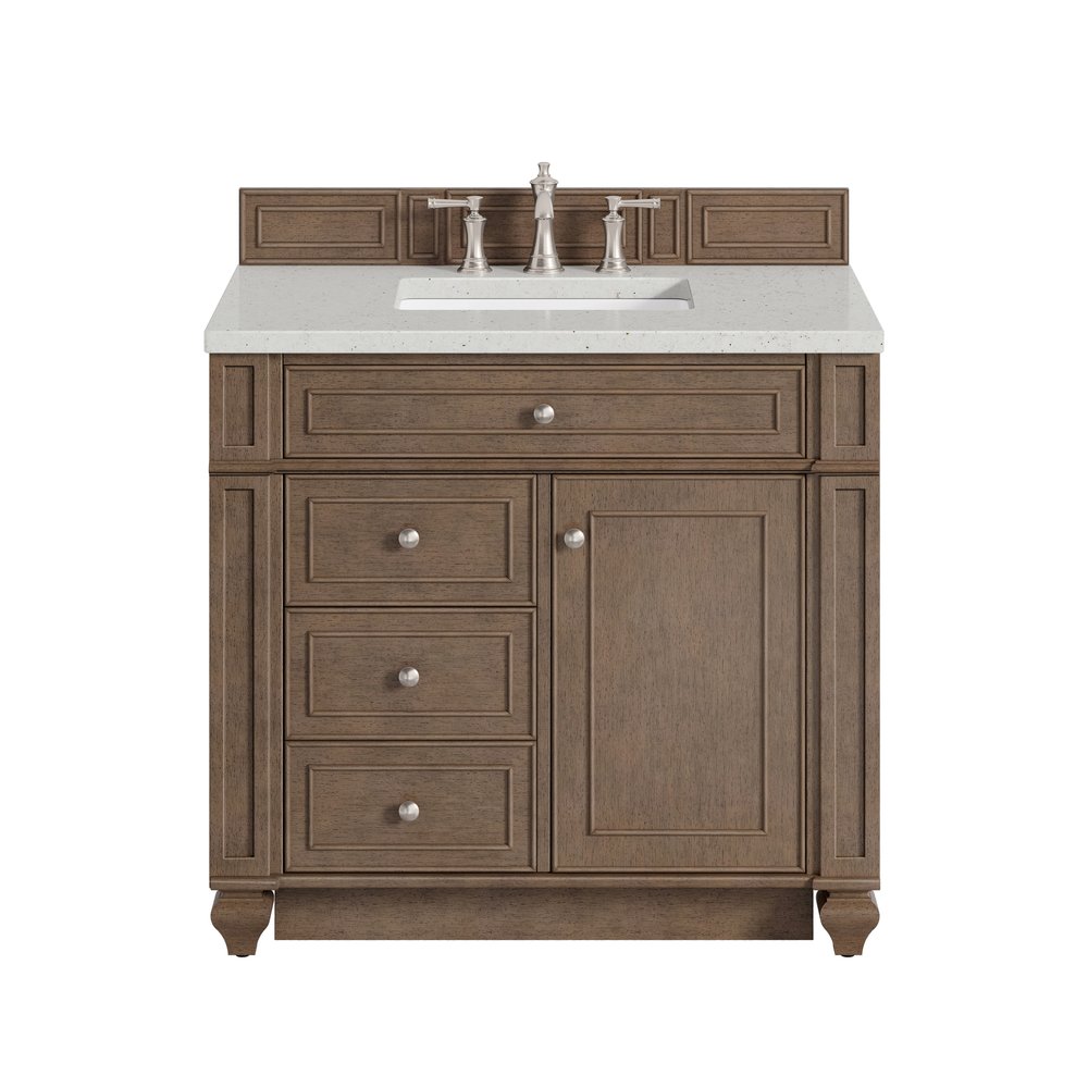 James Martin - Bristol 36" Single Vanity, Whitewashed Walnut w/ 3 CM Lime Delight Silestone Top - 157-V36-WW-3LDL view 1