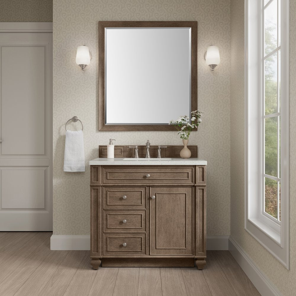 James Martin - Bristol 36" Single Vanity, Whitewashed Walnut w/ 3 CM Lime Delight Silestone Top - 157-V36-WW-3LDL view 2
