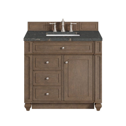 James Martin - Bristol 36" Single Vanity, Whitewashed Walnut w/ 3 CM Parisien Bleu Silestone Top - 157-V36-WW-3PBL view 1