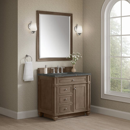 James Martin - Bristol 36" Single Vanity, Whitewashed Walnut w/ 3 CM Parisien Bleu Silestone Top - 157-V36-WW-3PBL view 3