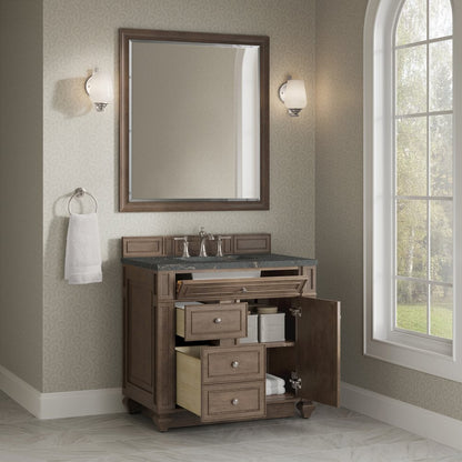 James Martin - Bristol 36" Single Vanity, Whitewashed Walnut w/ 3 CM Parisien Bleu Silestone Top - 157-V36-WW-3PBL view 4