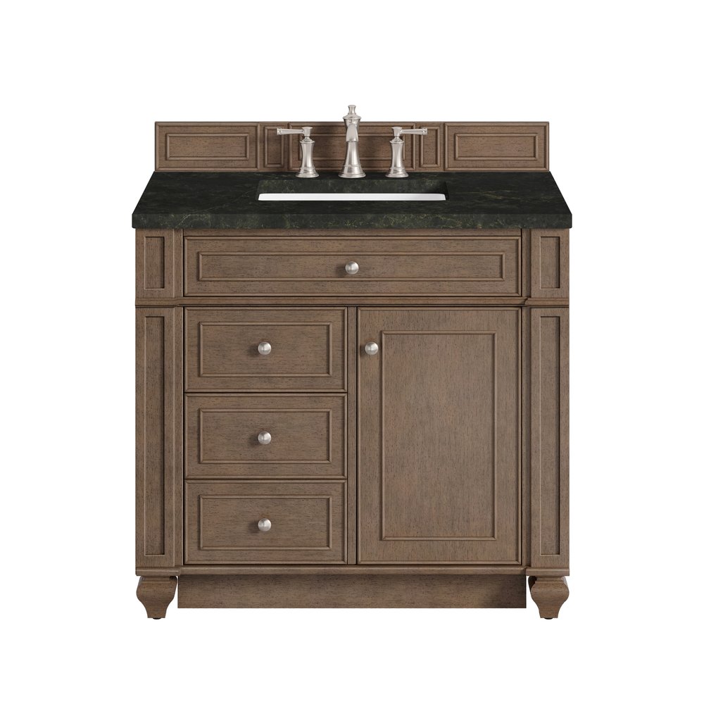 James Martin - Bristol 36" Single Vanity, Whitewashed Walnut, w/ 3 CM Phantome Eclos Top - 157-V36-WW-3PHT view 1