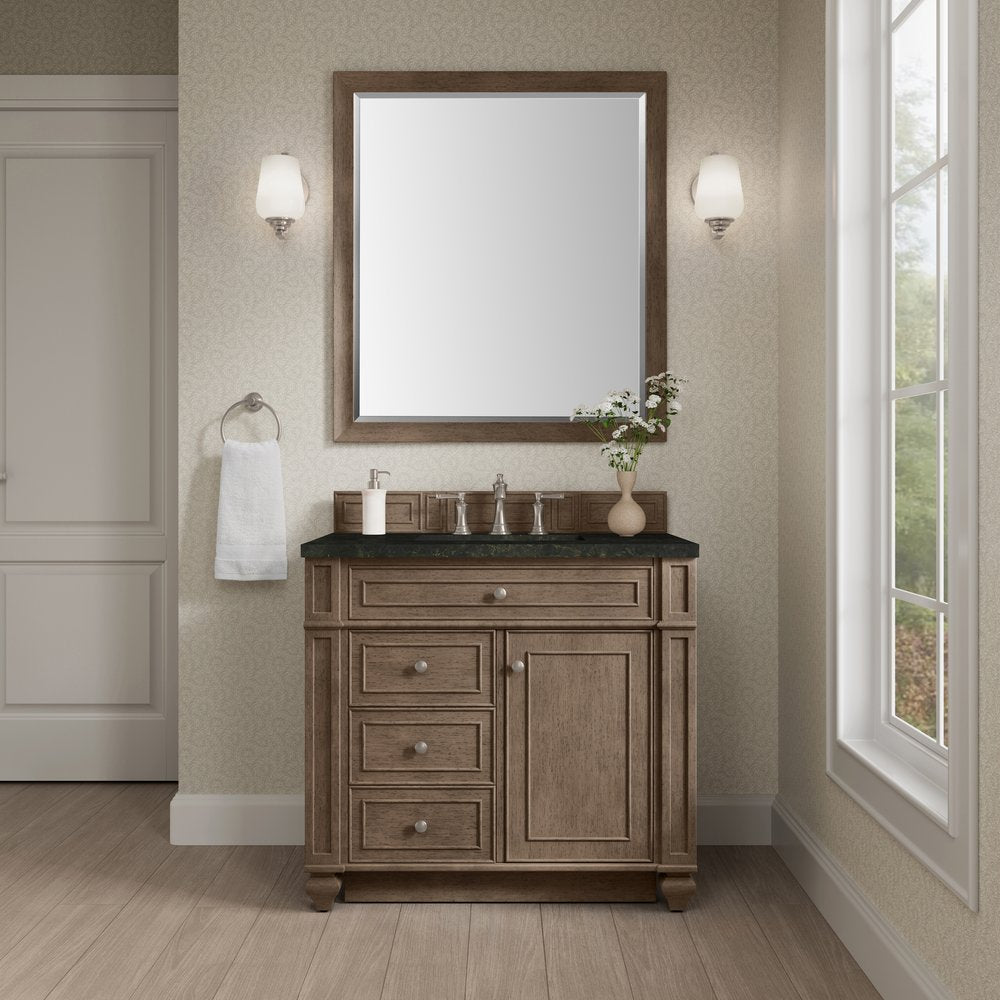 James Martin - Bristol 36" Single Vanity, Whitewashed Walnut, w/ 3 CM Phantome Eclos Top - 157-V36-WW-3PHT view 2