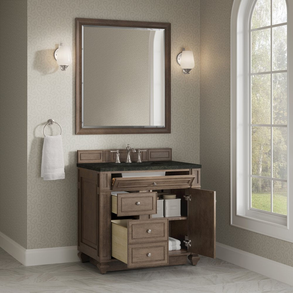 James Martin - Bristol 36" Single Vanity, Whitewashed Walnut, w/ 3 CM Phantome Eclos Top - 157-V36-WW-3PHT view 4
