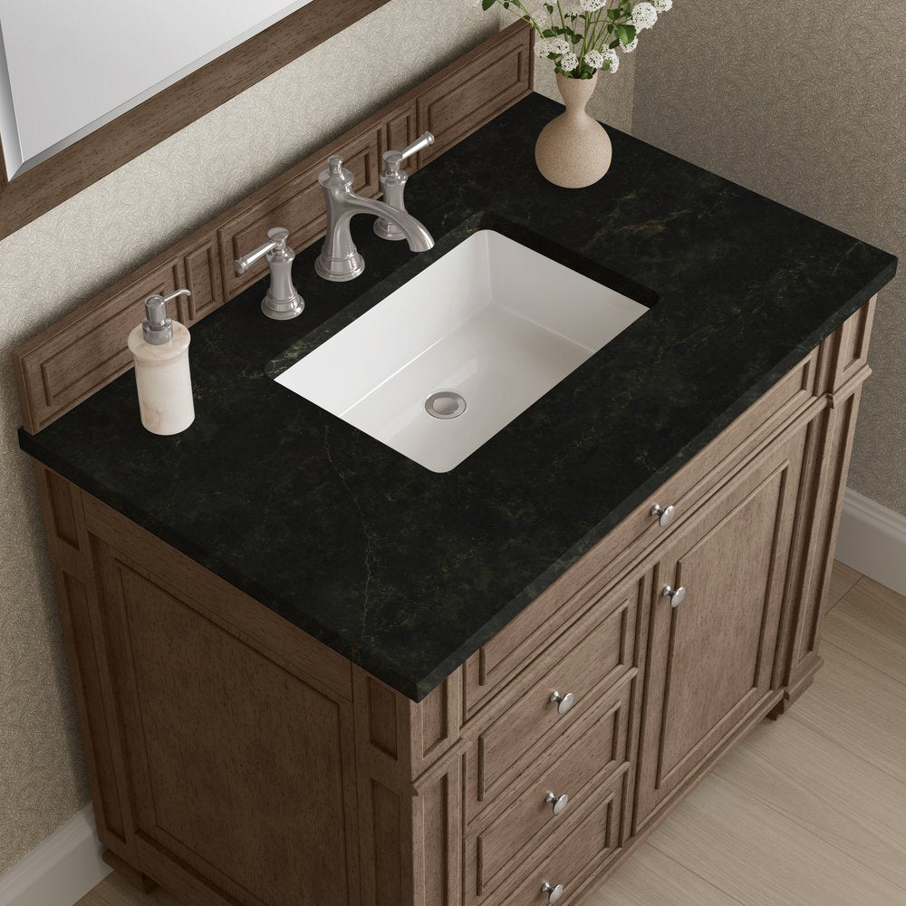 James Martin - Bristol 36" Single Vanity, Whitewashed Walnut, w/ 3 CM Phantome Eclos Top - 157-V36-WW-3PHT view 5