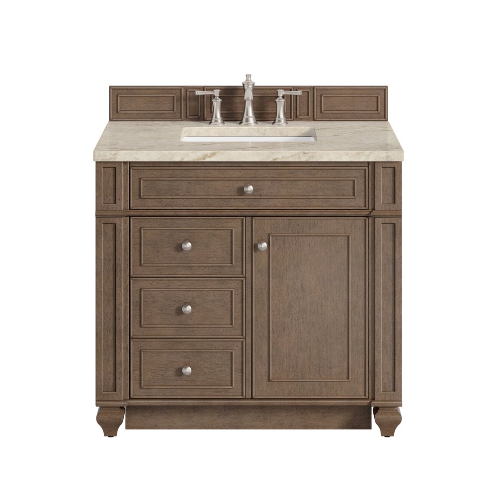 James Martin - Bristol 36" Single Vanity, Whitewashed Walnut, w/ 3 CM Tajnar Eclos Top - 157-V36-WW-3TJR view 1